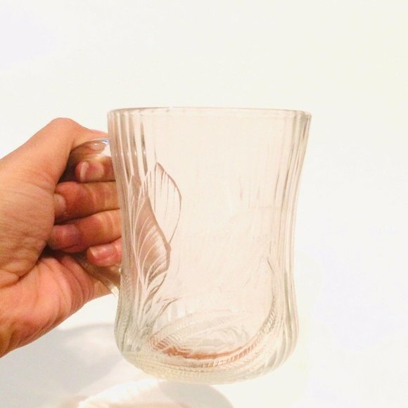 Clear Glass Lotus Flower Mug ARCOROC FRANCE Botany - Picture 10 of 12